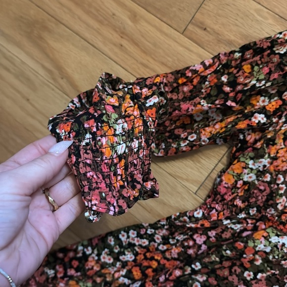 H&M | maternity | floral long sleeve dress | NWT | women’s size XL | coral, pink - Picture 4 of 5